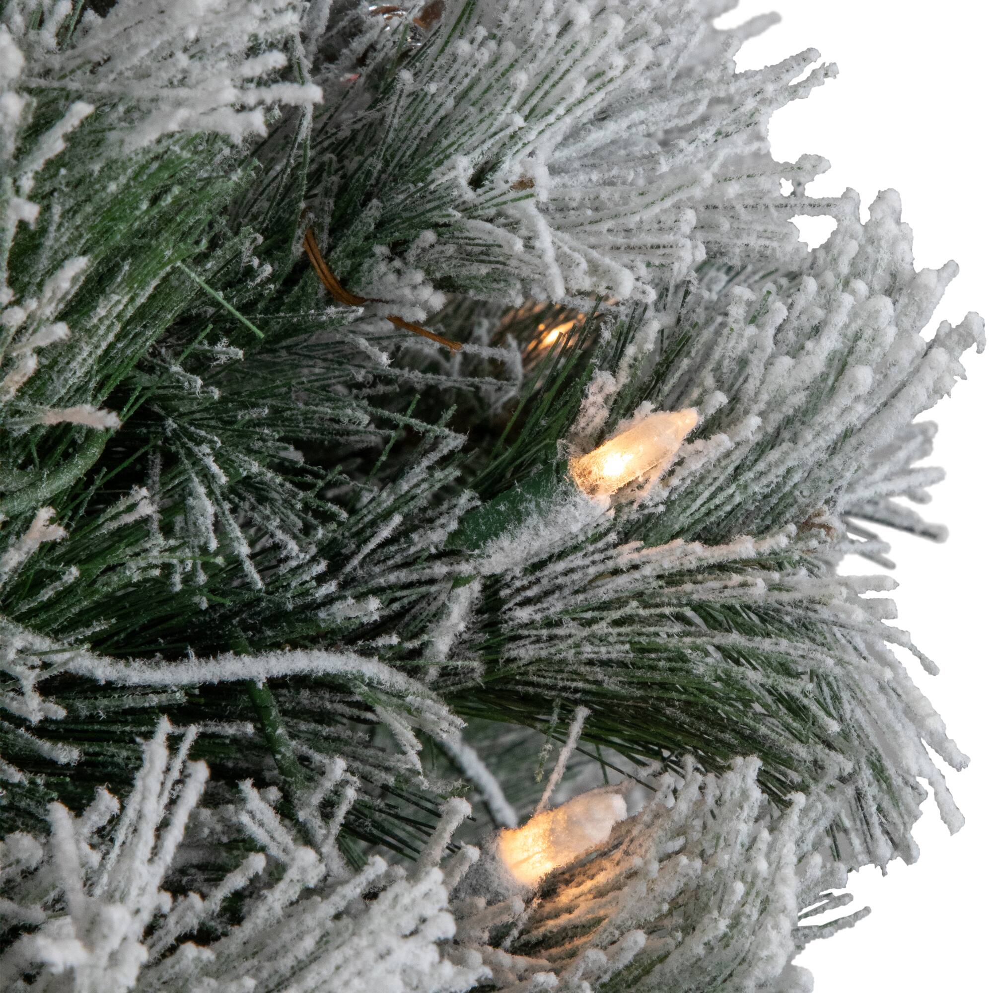 6ft. Pre-Lit Snowy Bristle Pine with Ornaments Artificial Christmas Tree, Clear Lights